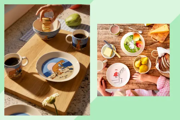 Moomin produkter på et bord