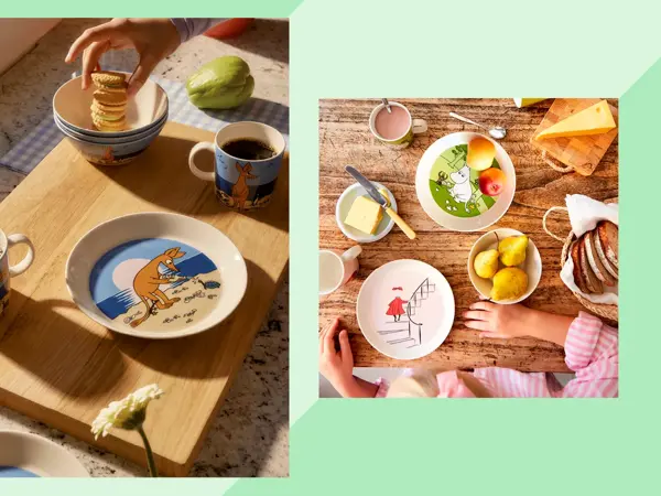 Moomin produkter på et bord