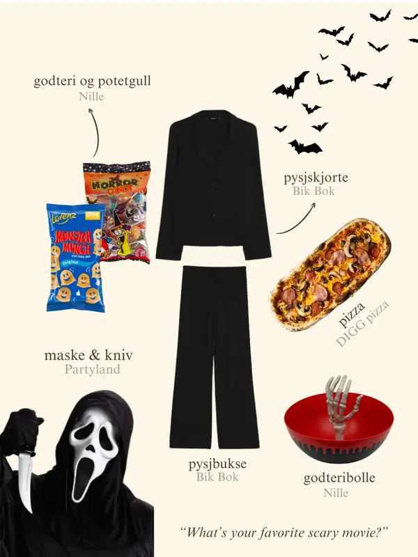 Kollasj med utstyr til halloween
