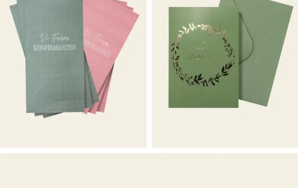 Servietter, kort, bordkort