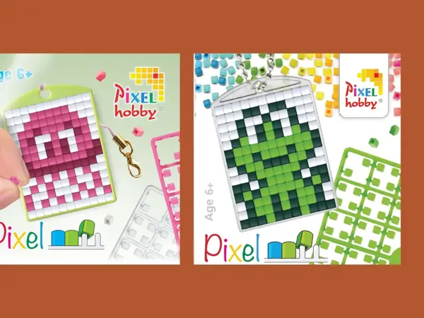 Nøkkelring med pixelmotiv
