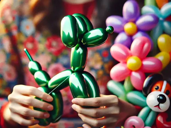Person som holder en ballonghund