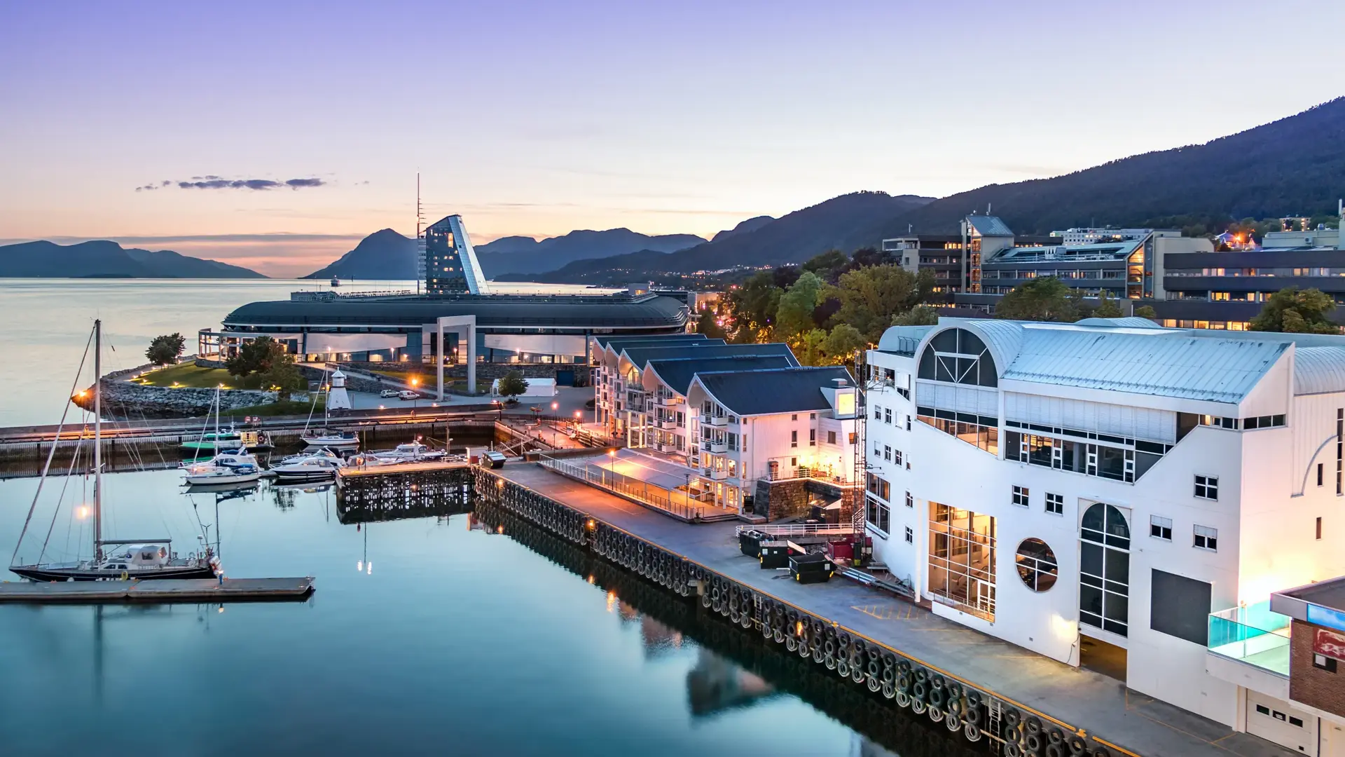 The Port of Molde at evening, Norway.