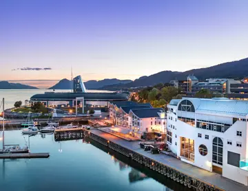 The Port of Molde at evening, Norway.