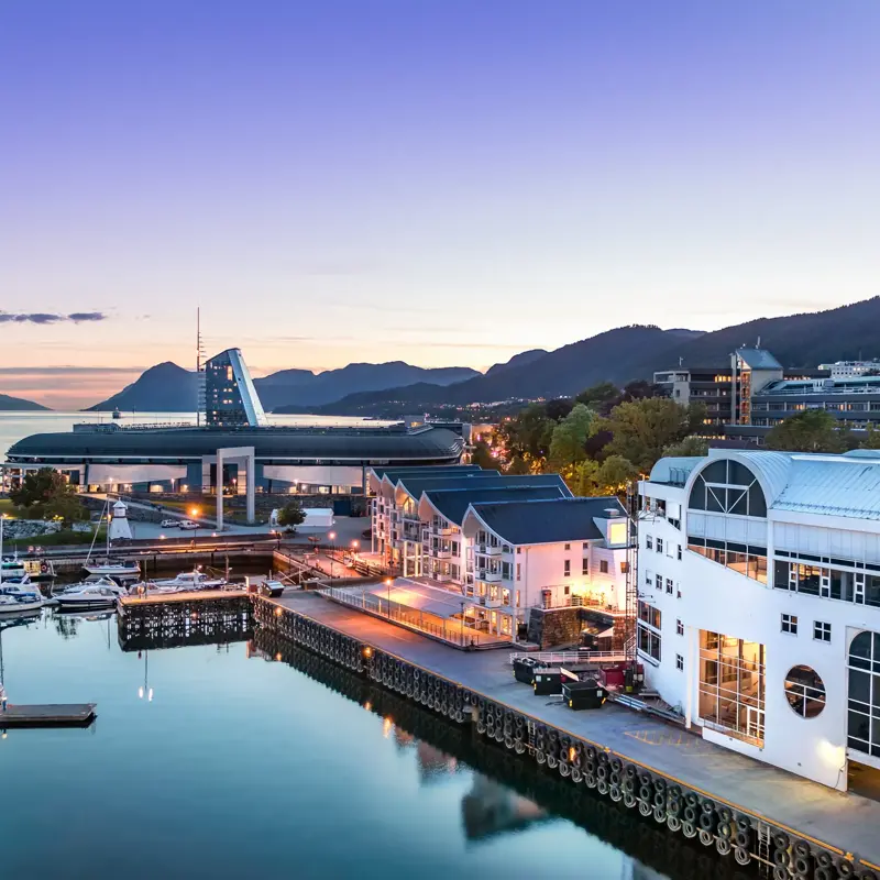 The Port of Molde at evening, Norway.