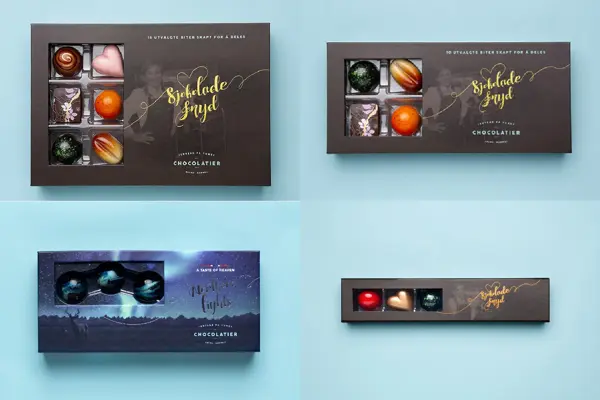 pakker med herlig sjokolade fra jentene på tunet