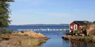 Bilde av skjærgården utenfor området med boligprosjektet Lervik i Strømstad, Sverige.