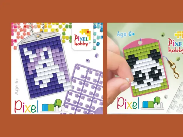 Nøkkelringer med pixelmotiv
