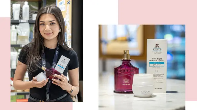 Ansatt viser produkter fra Fredrik & Louisa