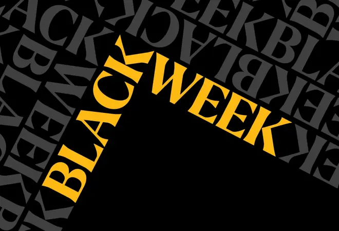 Grafisk bilde med teksten "Black Week"