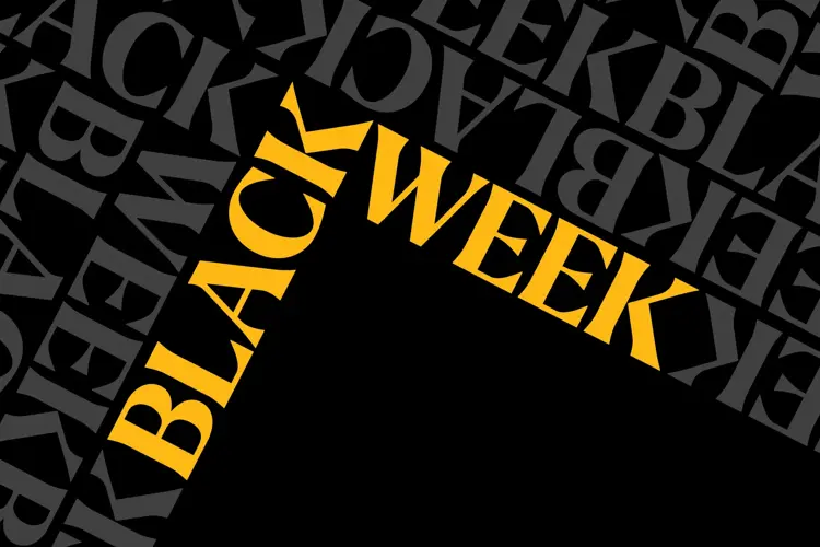 Grafisk bilde med teksten "Black Week"