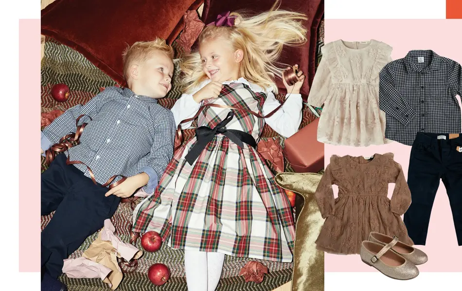 Bilde av festpyntede barn og barneklær