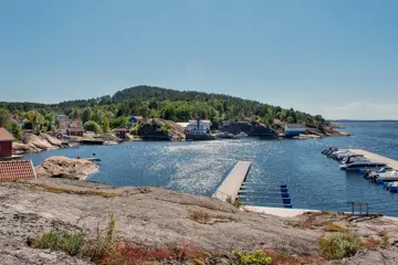 Bilde av skjærgården utenfor området med boligprosjektet Lervik i Strømstad, Sverige.