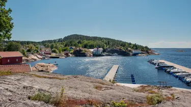 Bilde av skjærgården utenfor området med boligprosjektet Lervik i Strømstad, Sverige.