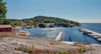 Bilde av skjærgården utenfor området med boligprosjektet Lervik i Strømstad, Sverige.