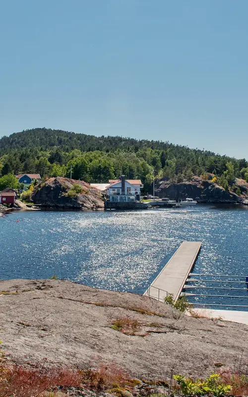 Bilde av skjærgården utenfor området med boligprosjektet Lervik i Strømstad, Sverige.