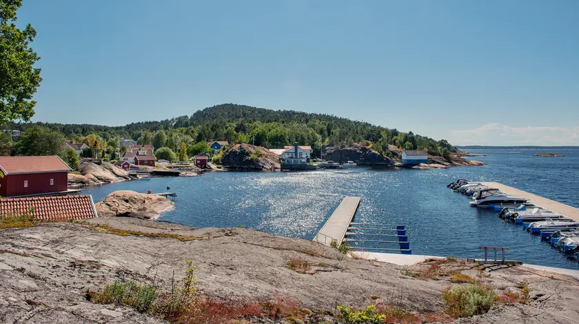 Bilde av skjærgården utenfor området med boligprosjektet Lervik i Strømstad, Sverige.