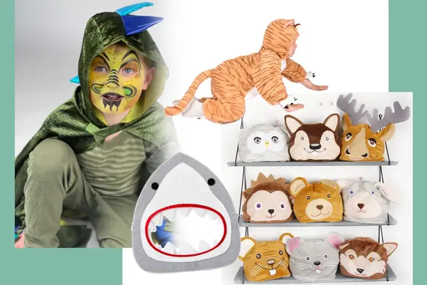 Kollasj av kostymer av dyr