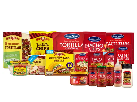 Stort utvalg av Old El Paso Tex-Mex.