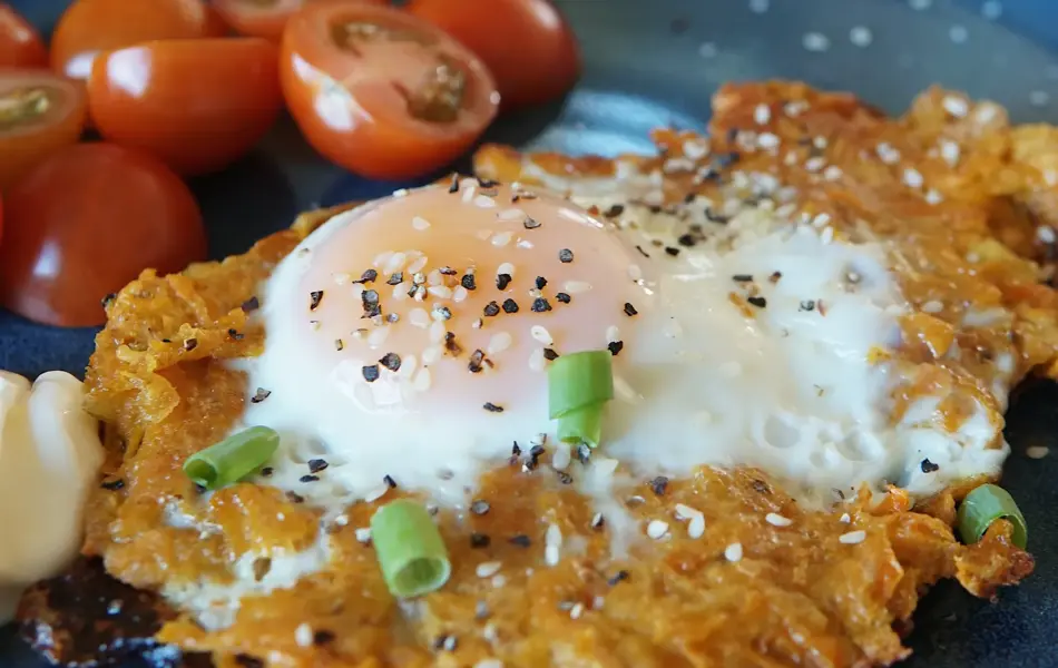 Søtpotetlapper med egg