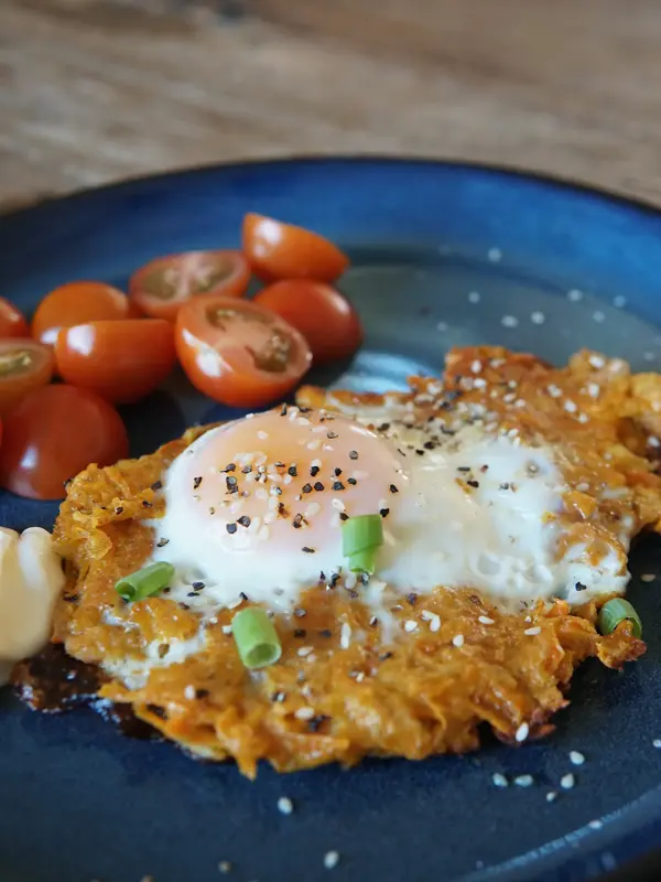 Søtpotetlapper med egg