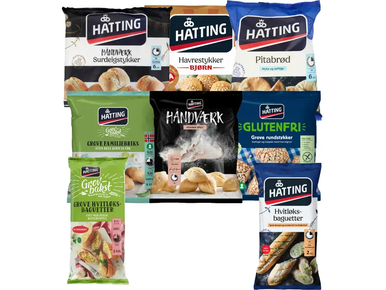 Utvalg av Hatting bakevarer og brødprodukter