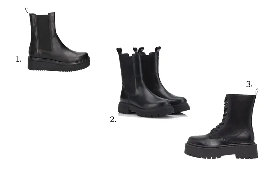 Produktbilder av tre par boots