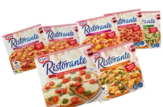 Utvalg av Ristorante frossenpizza i ulike smaker.