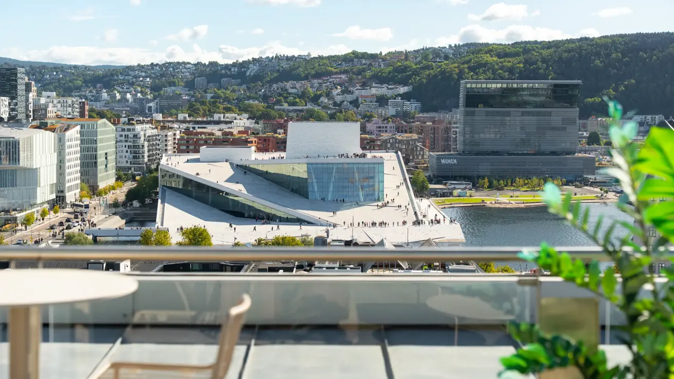 Utsikt over Oslo fra terrasse