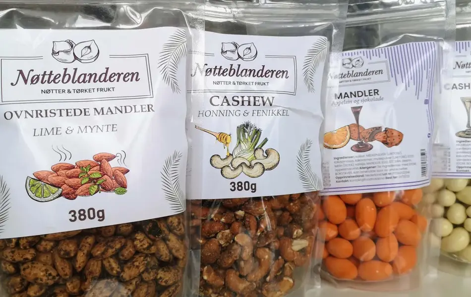 Poser med forskjellige nøtter