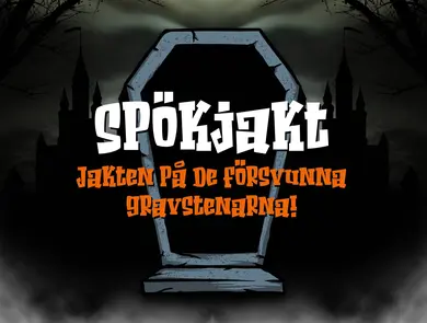 Spökjakt, en spöklik bakgrund med en gravsten på