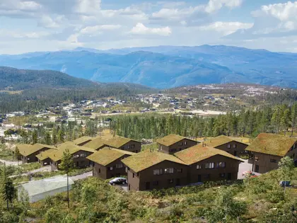 Oversiktsbilde over hyttefelt på Turufjell.