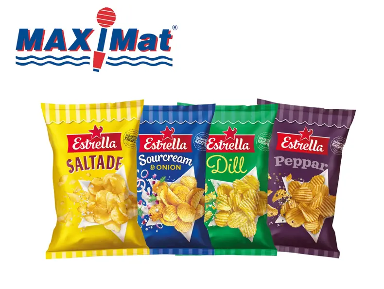 4 påsar chips