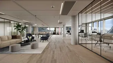 3D illustrasjon av 6. etasje på Vika Atrium