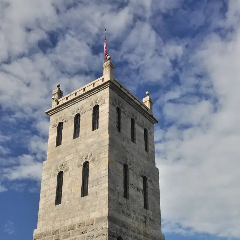 "Stone Castle Tower in Tonsberg, Vestfold, Norway(on the top of hill)"