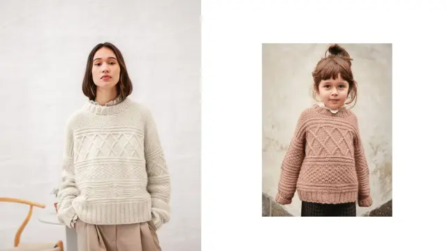Dame og jente i strikk