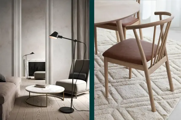 Lampe og gulvteppe