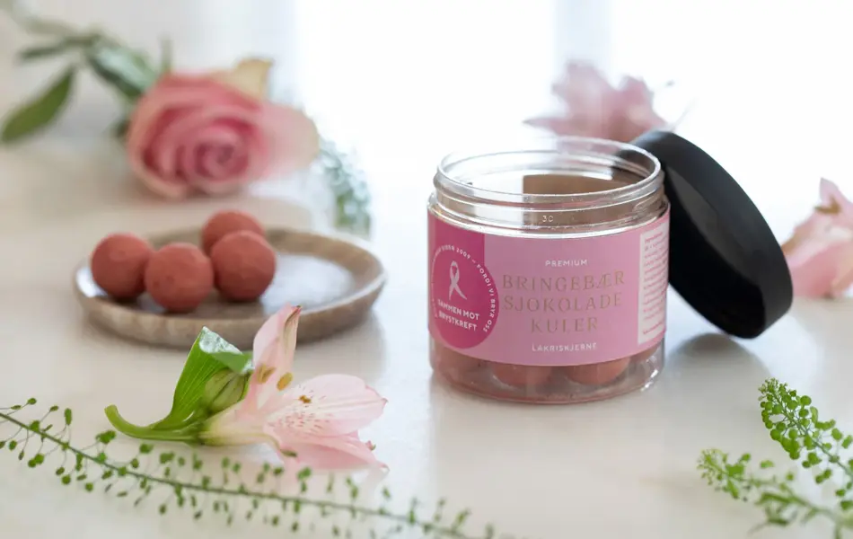 Rosa sløyfe sjokolade.