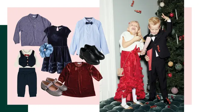 Bilde av festpyntede barn og barneklær