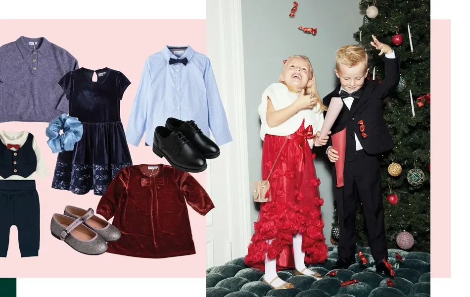 Bilde av festpyntede barn og barneklær