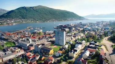 Bildet viser et oversiktsbilde av boligprosjektet Solseilet i Tromsø.