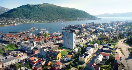 Bildet viser et oversiktsbilde av boligprosjektet Solseilet i Tromsø.
