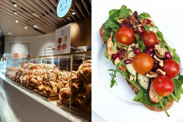 Kaffe, bollder og sandwich