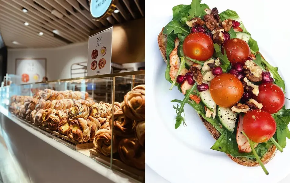 Kaffe, bollder og sandwich