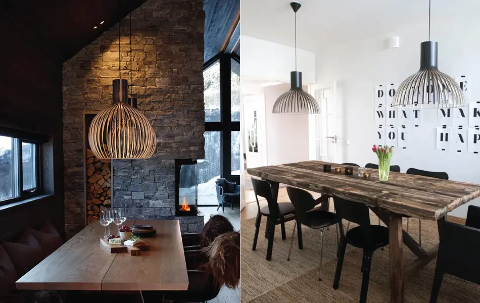 Tre taklamper over spisebord