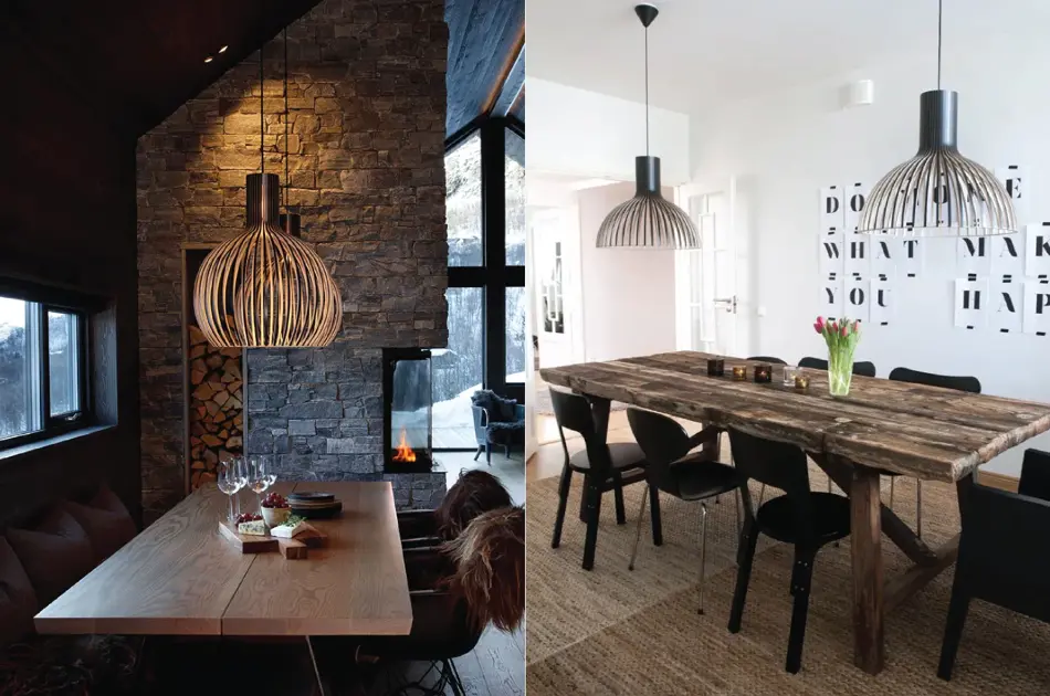 Tre taklamper over spisebord