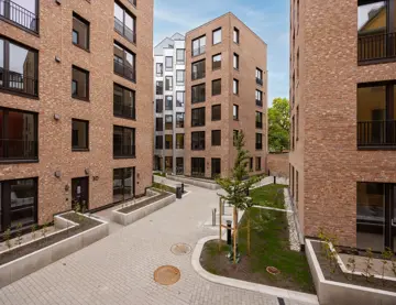 Bilde fra gårdsrommet i boligprosjektet Brugata 3. 