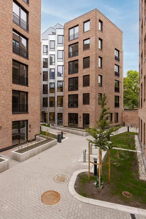 Bilde fra gårdsrommet i boligprosjektet Brugata 3. 
