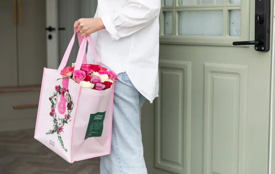 Rosa sløyfe handlenett.