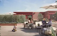 3D illustrasjon av takterrasse i Heggedal Hage.